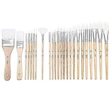 Reliable Basics Verfkwastenset met 24 nylon kwasten in verschillende vormen voor acryl, olieverf, aquarel en gouache.