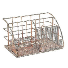 Organizador de mesa com gaveta, organizador de mesa multifuncional em metal, organizador de escritório (dourado champanhe)