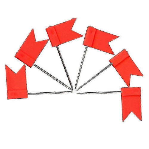 100 Flag Shape Map Pins Cork Notice Board Drawing Pins Push Pin Red 2