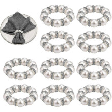 Ronds de serviette résistants, lot de 10 ronds de serviette nacrés, décoration de table, ronds de serviette de mariage, blancs