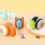 Durable Pull String Snail Auto Toy Baby Learn to Crawl and Pull Toy with Lightweight and Music 2