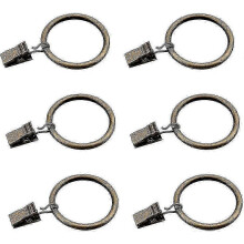 Set mit 30 bronzefarbenen Gardinenringen inklusive Clips / Robuste, dekorative Metall-Gardinenringe