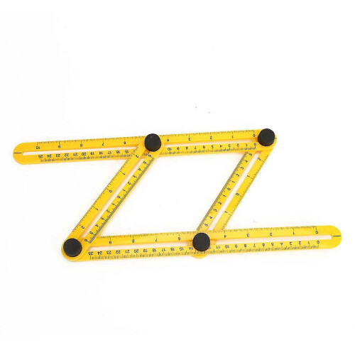 Multifunction Plastic Four - Sided Folding Ruler Mechanism Slide Measuring Tool Yellow 1