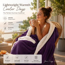 (Super King (230x270cm), Purple) Supreme Bedding Reversible Sherpa Fleece Blanket 480GSM Ultra Soft Warm Plush Luxury Throw