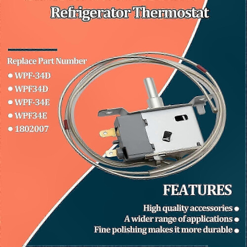 Fitting Refrigerator Thermostat Compatible with WPF34D WPF34E 1802007 Temperature Control Spare Part 1