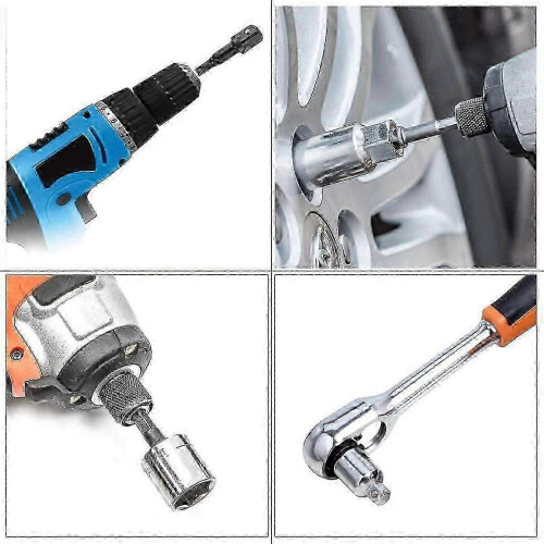 Impact Adaptor and Reducer Kit Drill Into High Speed Nut Drill, 1/4", 1/2", 3/8 Socket Adapter(Black) 2
