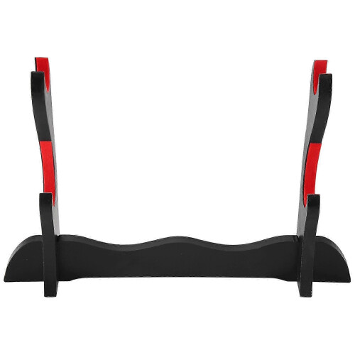 2 Tier Katana Samurai Sword Bracket Black Mount Hanger Red Cotton Display Stand 1