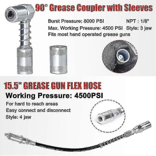 Kit de graissage complet comprenant 9 raccords de graissage rapides et accessoires de lubrification. 2