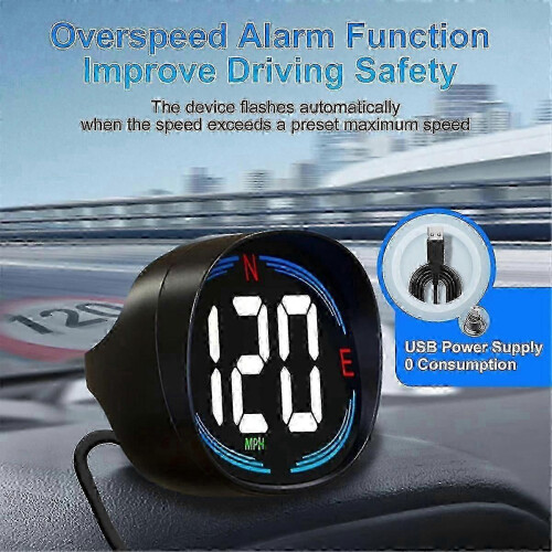Velocímetro HUD GPS com display frontal de 2,7 polegadas, bússola e alarme de excesso de velocidade para todos os veículos. 2