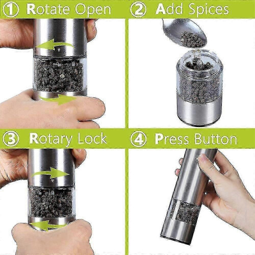 Sturdy Stainless Steel Electrical Pepper Grinder E Press Type Automatic Grinding Bottle Kitchen Supplies,8819 2