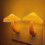 2x Led Night Lightweight Mushroom Wall Socket Lamp Eu Plug Warm White Light-control Superb 4