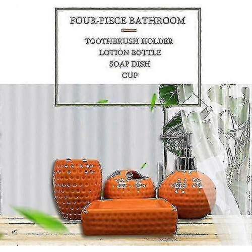 Reliable Orange Ceramic Bathroom Accessory Kit 4-Piece 1