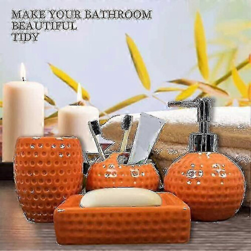 Reliable Orange Ceramic Bathroom Accessory Kit 4-Piece 2