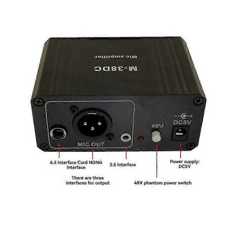 Protable Microphone Preamp High Gain 48V Phantom Power XLR Output Mic Preamplifier for Dynamic and Condenser Microphone 2