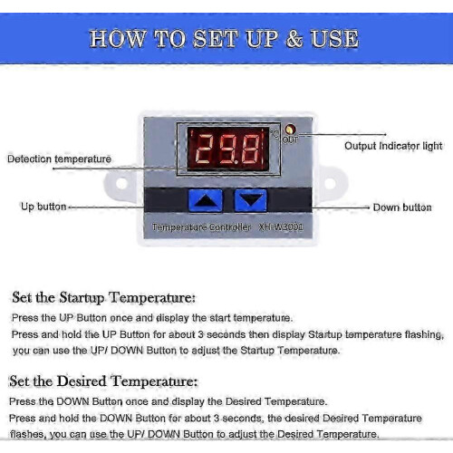 XH-W3001 Programmable Digital Led Temperature Controller Module with Waterproof Probe for European Market 2