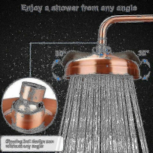 Chuveiro de cobre durável, 20 cm (8 polegadas) de diâmetro, chuveiro fixo de alta pressão com ângulo ajustável, chuveiro tipo chuva. 1