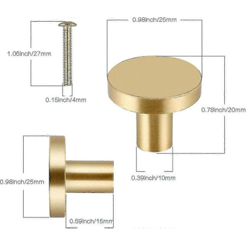 Efficient Round Cabinet Knobs, Solid Brass Drawer Knob, Cabinet Pull Handle, Gold Cupboard Door Knob, Gold Cabinet Pull, Single 1