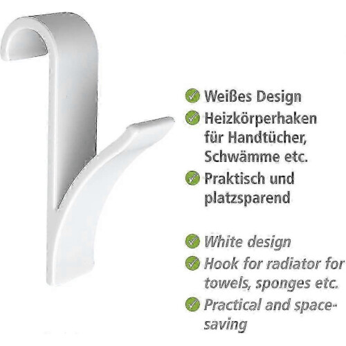 Κιτ με 2 γάντζους θερμαντήρα πετσετών από πλαστικό (2,5 X 10,5 X 7 εκ.) λευκό 2