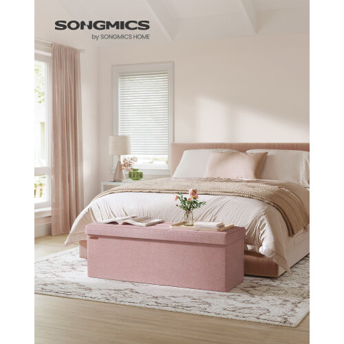 Foldable Storage Ottoman - Fabric - Jelly Pink - Space-Saving Design 1