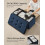 Foldable Storage Ottoman - Fabric - Dark Blue - Multi-functional Foot Stool with Storage 4