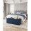 Foldable Storage Ottoman - Fabric - Dark Blue - Multifunctional Foot Rest with Storage 2