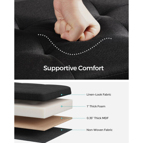 Foldable Small Storage Ottoman - Fabric - Ink Black - Multi-Functional Footrest with 300 kg Load Capacity 2
