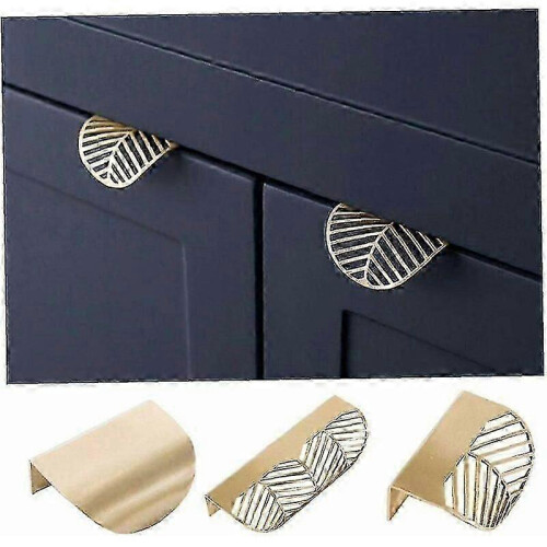 4 Pcs Durable Leaf Shape Cabinet Pulls Gold Brass Kitchen Furniture Handles Copper Door Drawer Pulls 1