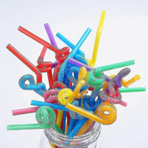200Pcs Colorful Plastic Long Soft Straws Xi 1