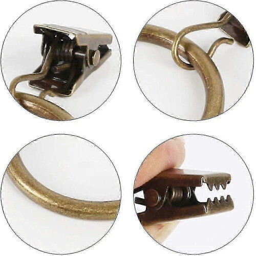 Efficient Curtain Rings with Clips - Metal Bronze Curtain Hook 40PCS 2