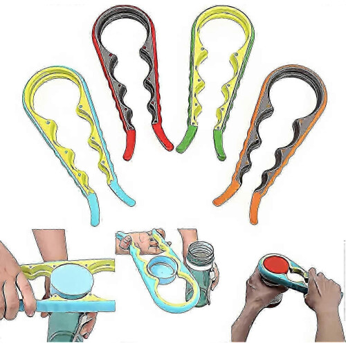 4-in-1-Glasöffner mit einfachem Griff und rutschfester Gummikappe, orangefarben 1