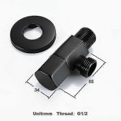 Durable Black Shut-Off Valve Angle Faucet, Solid Brass Diverter Valve for Shower Head Coupler 2