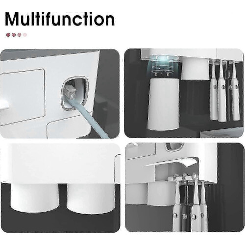 Wall Mounted Toothbrush Bracket with Toothpaste Dispenser Large Capacity Tray 2