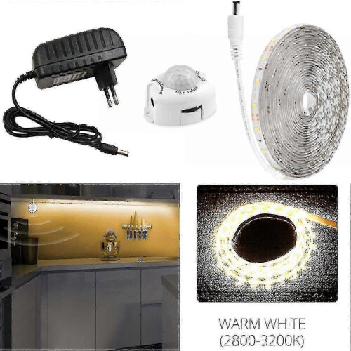 5m Warm White Led Night Lightweight Soft Strip with Pir Motion Sensor-Good 1