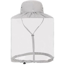 (light grey) Removable Mosquito Net Hat with Vei, Adjustable Head Cover for Camping, Hiking and Fishing