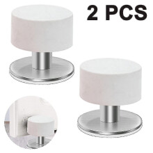 2 Pcs Self-adhesive Door Stoppers Robust Stainless Steel Rubber Stoppers
