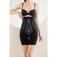 (L, Black) Negative Ions Unique Fiber Restoration Shaper High Waist Women's Panties Seamless Body Shaping - CHUNC