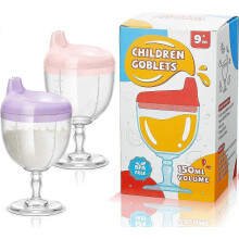 2 Pcs Baby Wine Sippy Cup Plastic Goblet Cup No Spill Wine Glass Sippy Cup Baby Goblet Cup Baby Sippy Cup Wine Glass Beverage Mug Milk Bottle with Lid
