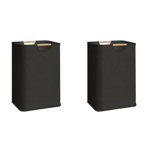 2X Clothes Hamper 80L Foldable with Handles Waterproof Liner Laundry Basket Organizer Large Capacity