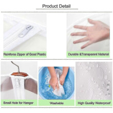 (60x100cm, White) Garment Bags, [6 Pieces] Transparent Garment Cover, With Zipper