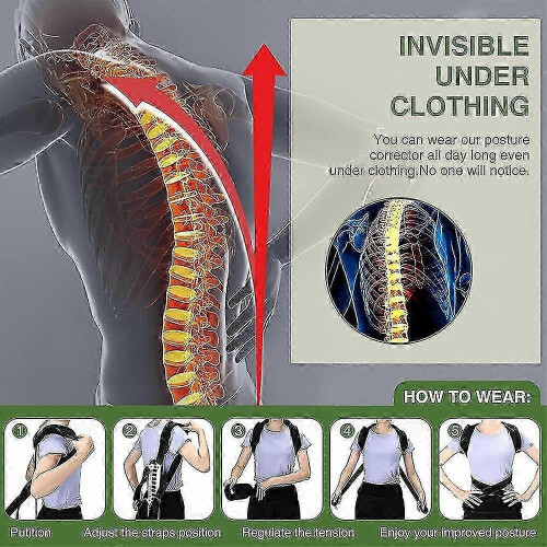 (L, GRAY) Posture Corrector Spinal Brace Support Recover Humpback Correction Pain Relief-bbc
