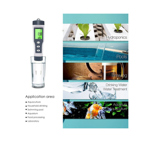 3-in-1 pH/TDS/Temperature Meter for Water – Digital Water Tester with LCD Backlight, IP67 Protection, Automatic Calibration 2
