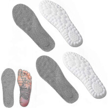 (Grey, Size 39-40) 2 Pairs 4D Cloud Technology Insoles - U-Shaped Memory Foam Sports Footbed for Men/Women (Soft Cushioning)