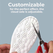 (Grey, Size 35-36) 2 Pairs 4D Cloud Technology Insoles - U-Shaped Memory Foam Sports Footbed for Men/Women (Soft Cushioning)
