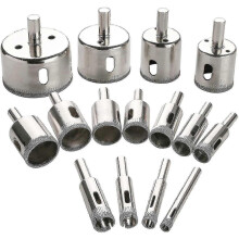 Diamond Drill Bit Set Hole, 15pcs Hole Saw Set for Glass, Marble, Granite Stone