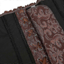 (3XL, BROWN) Women Lace Up Back Sexy Floral Corset For Women Lingerie Bustier Top Plus Size