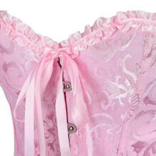 (6XL, PINK) Women Lace Up Back Sexy Floral Corset For Women Lingerie Bustier Top Plus Size