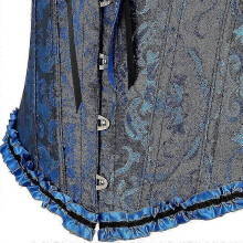 (2XL, BLUE) Women Lace Up Back Sexy Floral Corset For Women Lingerie Bustier Top Plus Size