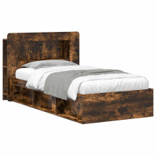 vidaXL Bed Frame with Storage Smoked Oak 80 x 200 cm Engineered Wood