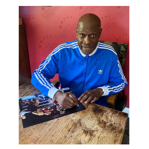 Frank Bruno Signed Boxing Photo: Fighting Tyson. Deluxe Frame 1