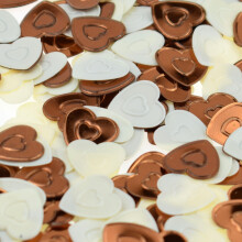 (Brown / Ivory) Foil Hearts Table Scatter Confetti, Choice of Colours